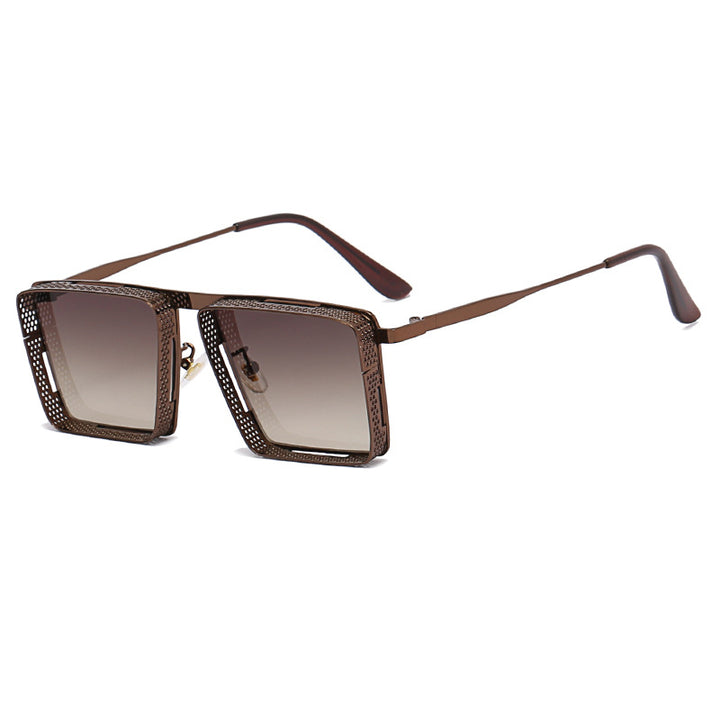 Dame ekstravagant firkantet solbrille med hullet ramme Luvikno