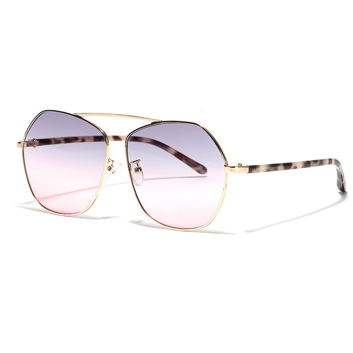 Dame geometrisk solbrille med luksuriøs metallramme Luvikno