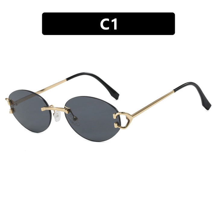 Dame elegant ovalformet solbrille med moderne metalramme Luvikno