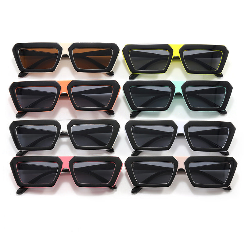 Dame geometrisk solbrille i trendy design Luvikno