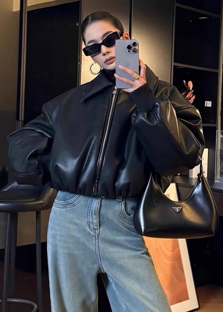 Luvik | Lyhennetty tekonahkabomber-jakku