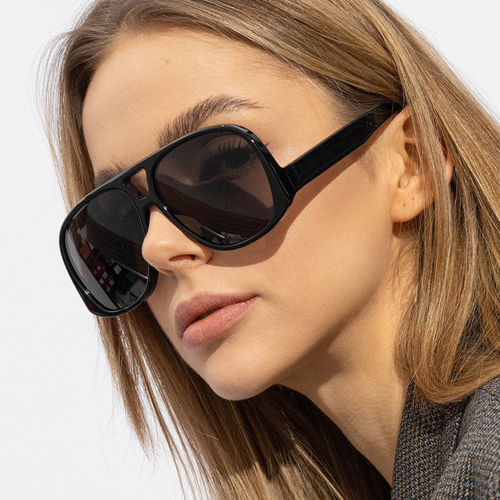 Dame trendy oversized solbriller i moderne skilpaddemønster Luvikno
