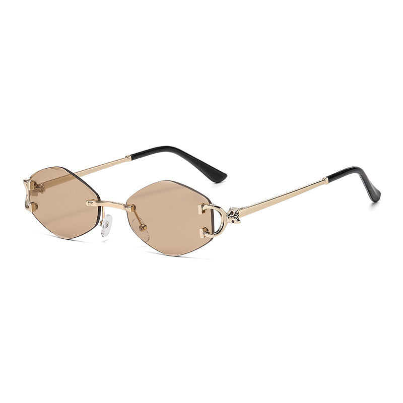 Dame futuristisk solbrille med iøynefallende heksagonalramme og høykvalitets glitrende aksenter Luvikno