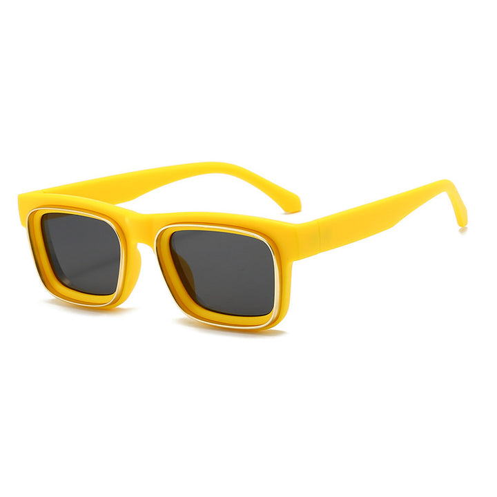 Dame moteriktig firkantet solbrille med kontrasterende ramme Luvikno