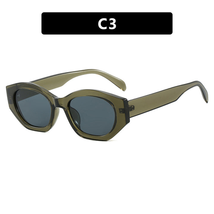 Dame geometrisk solbrille med trendy, gjennomsiktig ramme Luvikno