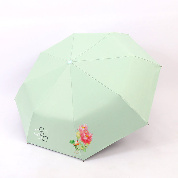 Kvinnes sammenleggbare paraply med elegant blomsterdesign Luvikno