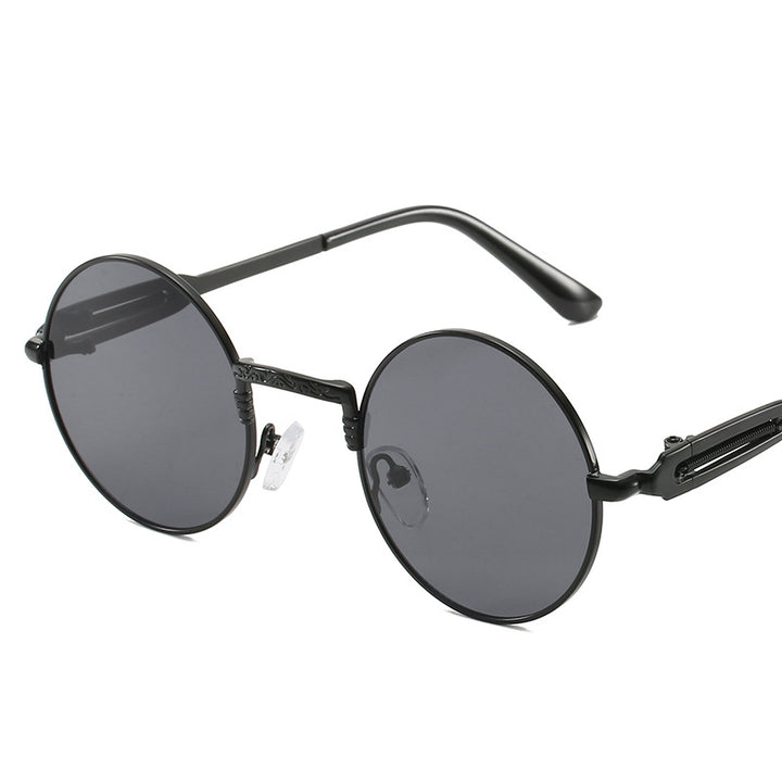 Dame rund modisk solbrille med fint metallramme Luvikno