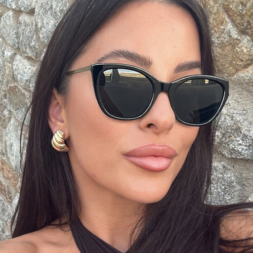 Dame elegant Cat-Eye solbrille med høy kvalitet ramme og UV-beskyttelse Luvikno