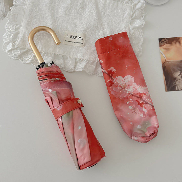 Damer Sammenleggbar Paraply med innovativt Blomstermotiv Luvikno
