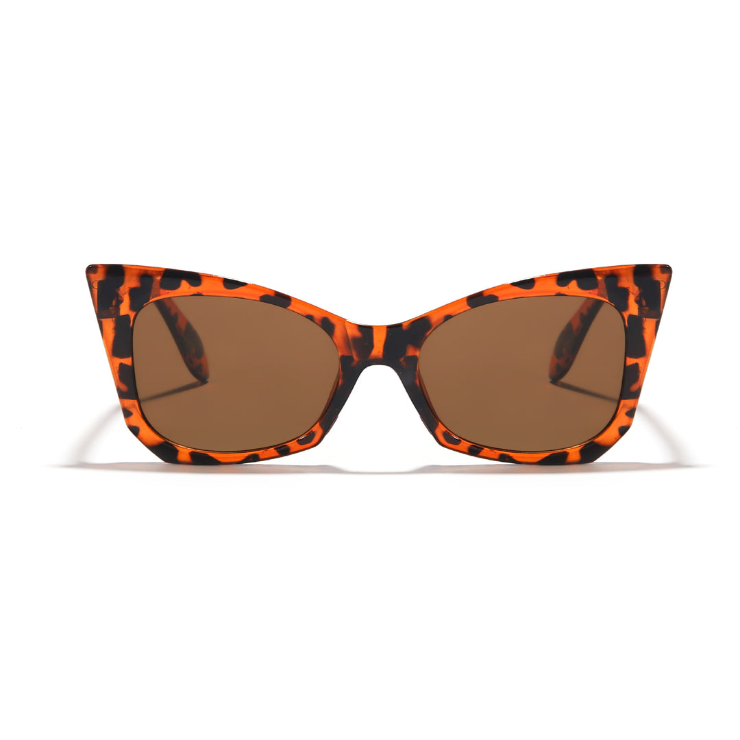 Dame solbrille i trendy katteøye-design med iøynefallende leopardmønster Luvikno