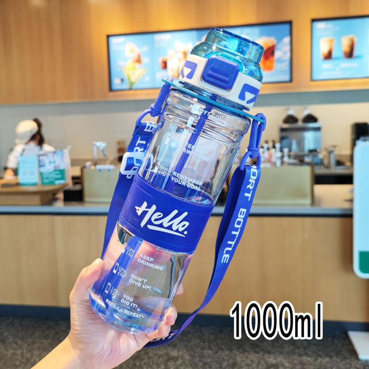 Damer stor sport-drikkeflaske med motiverende tidsmarkeringer Luvikno