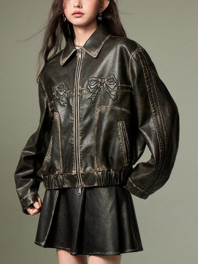 Luvik | Naru Vetoketju Nahkatakki