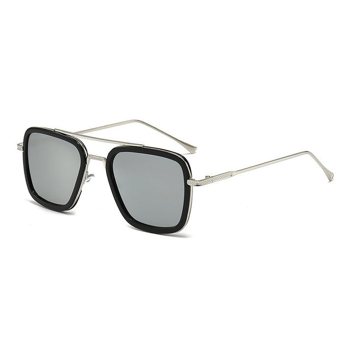 Dame moteristisk kvadratisk solbrille med glamorøs metallramme Luvikno