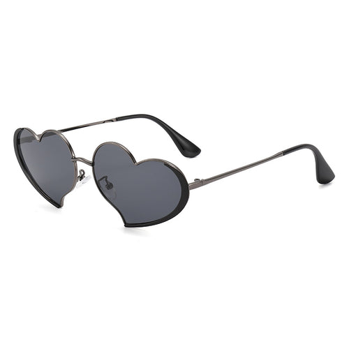 Dame hjerteformet solbrille med glamorøs ramme Luvikno