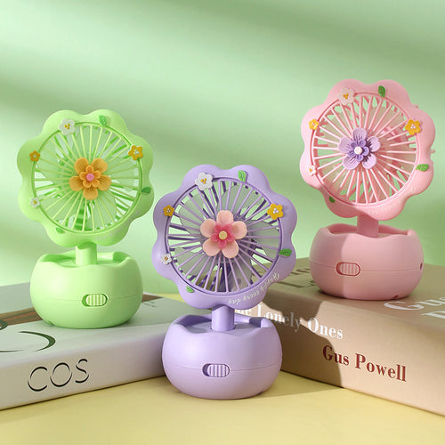 Dame bærbar blomsterdesign mini-vifte Luvikno