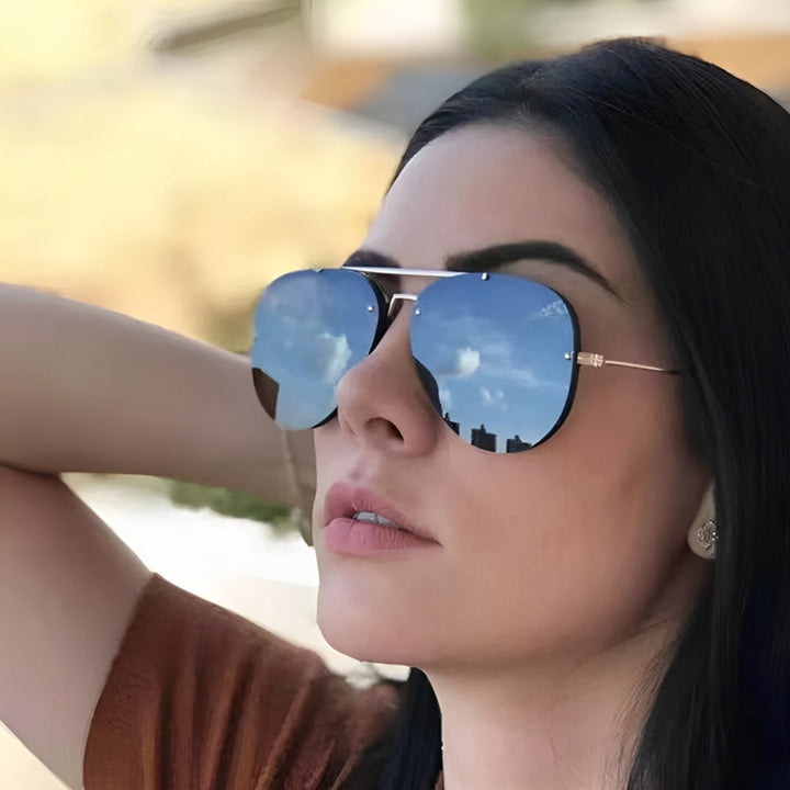 Dame ekstravagant solbrille med stilfull ramme og UV-beskyttelse Luvikno