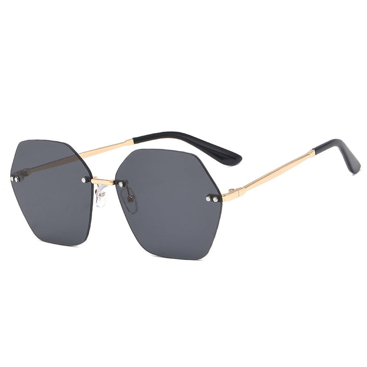 Damer hexagonal solbrille med elegant metallramme Luvikno