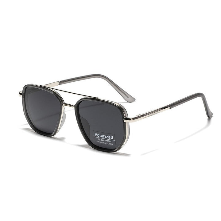 Dame kvadratisk solbrille med polarisert glass og elegant metallramme Luvikno