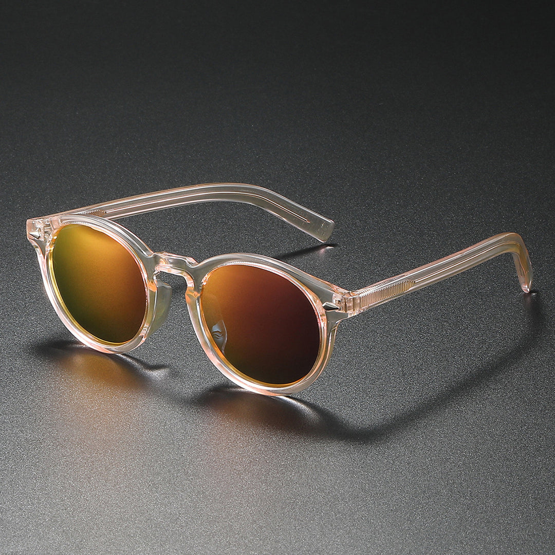 Dame Rund-solbrille med transparent ramme og reflekterende glass Luvikno