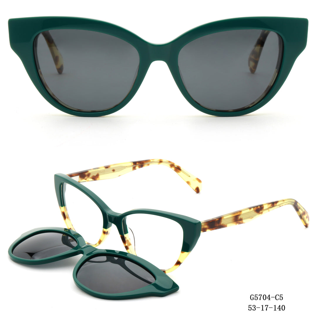 Dame Cat-Eye solbriller med avtagbare linser Luvikno