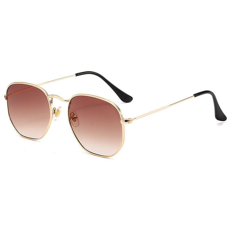 Dame Oversized solbriller med elegant gullmetallramme og solid UV-beskyttelse Luvikno