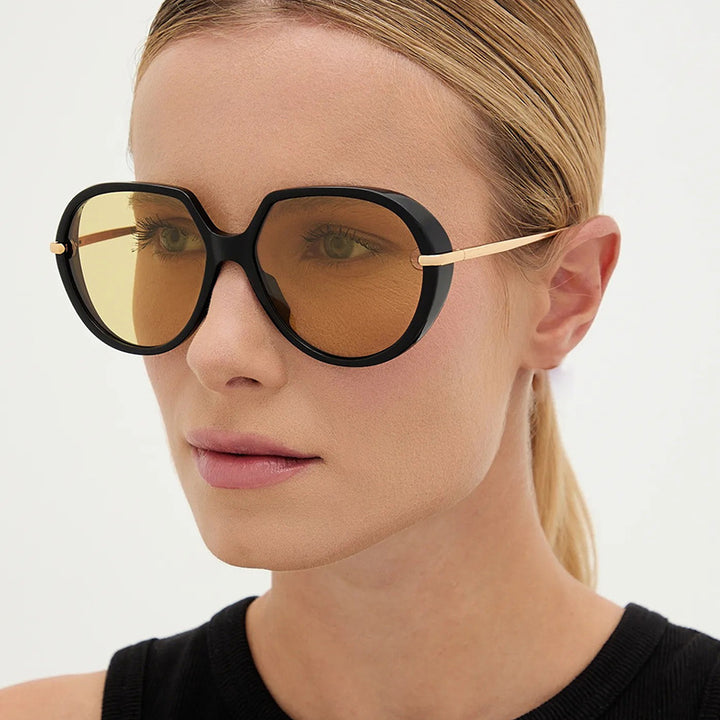 Dame Cat-Eye solbriller med blendefritt UV-beskyttelse og luksuriøs metallramme Luvikno