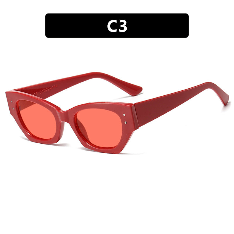 Damer trendy Cat-Eye solbriller med elegant plastinnfatning Luvikno