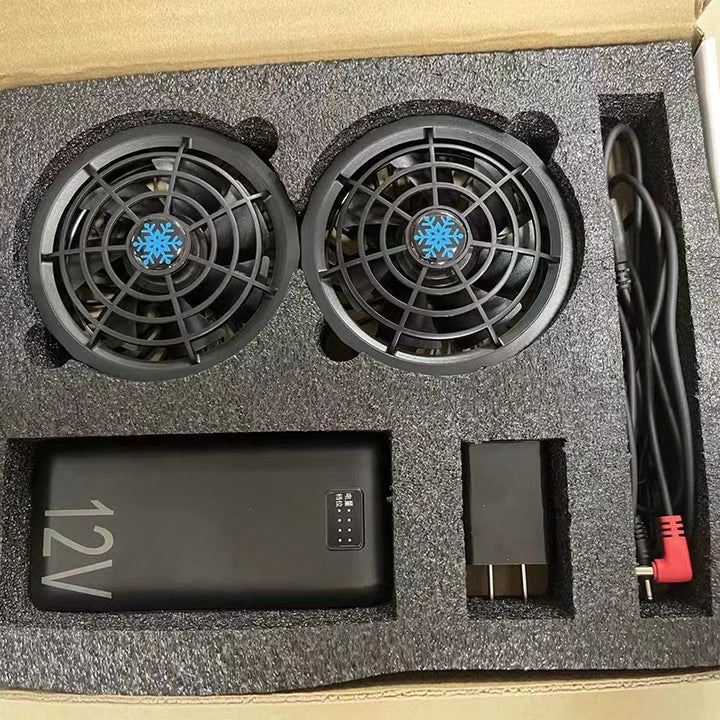 Unisex nan bærbar Doppel-USB kjøleplate med integrert powerbank og USB ladetilpasser Luvikno