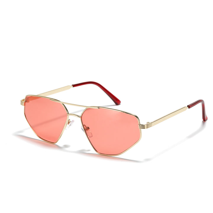 Dame geometrisk solbrille med elegant metallramme Luvikno