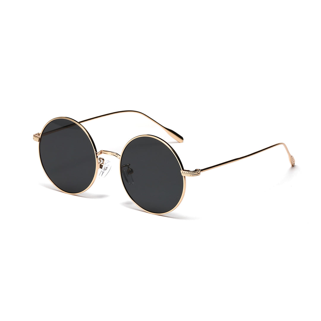 Dame rund moteriktig solbrille med glamorøs ramme Luvikno