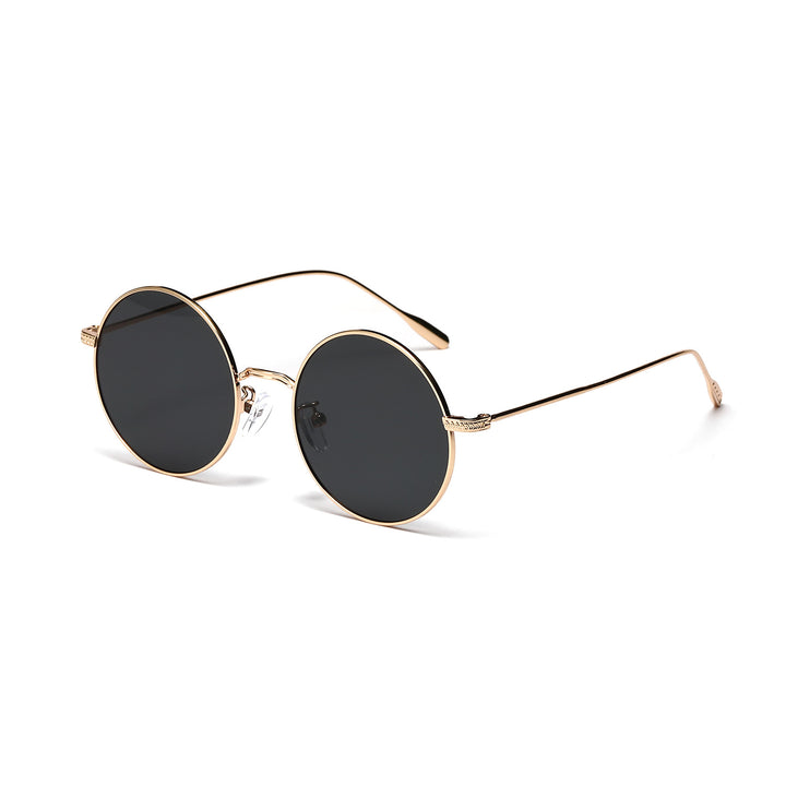 Dame rund moteriktig solbrille med glamorøs ramme Luvikno