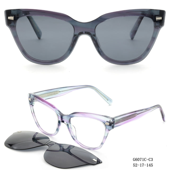 Dame moter Cat-Eye solbriller med avtakbare glass Luvikno