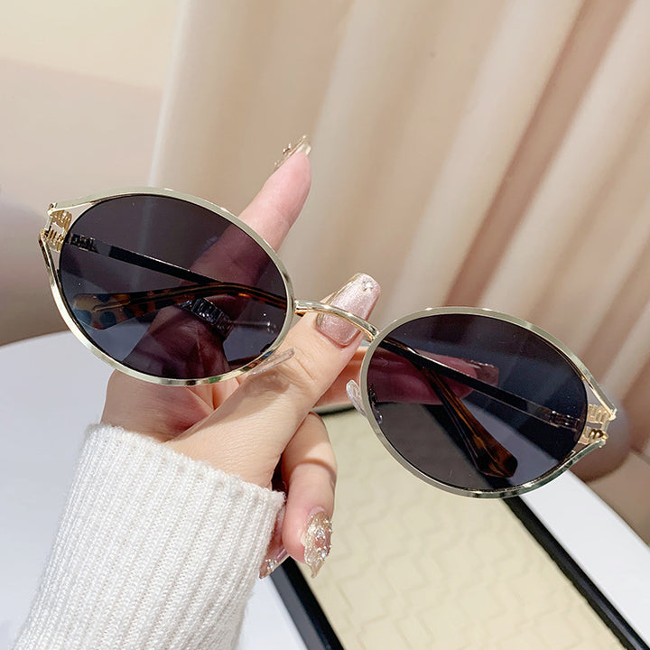 Dame elegant Cat-Eye solbriller med fin metallramme Luvikno
