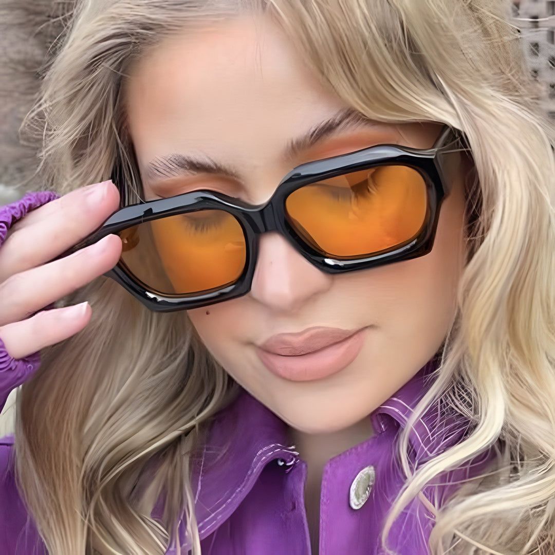 Dame trendy geometrisk solbrille med unikt design Luvikno