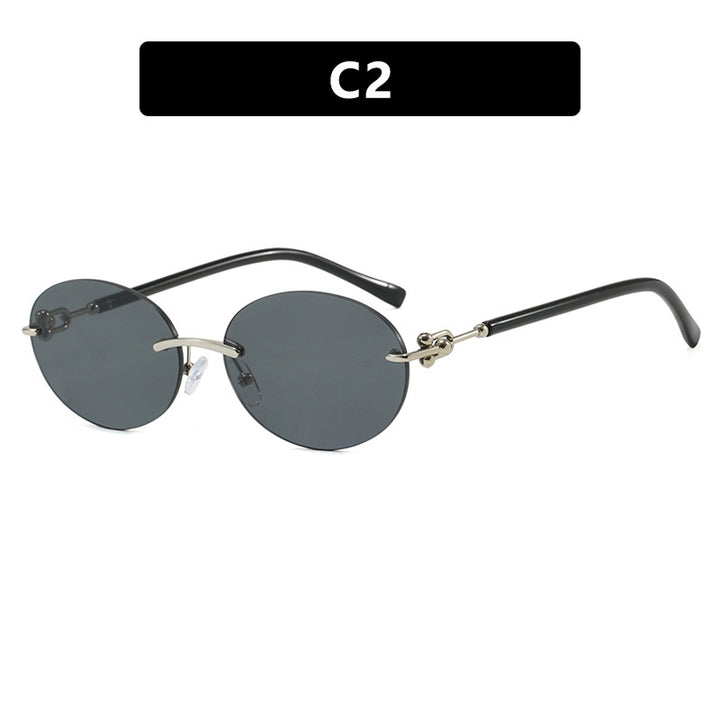 Dame oval solbrille med luksuriøs metallramme og speilbelagte glass Luvikno
