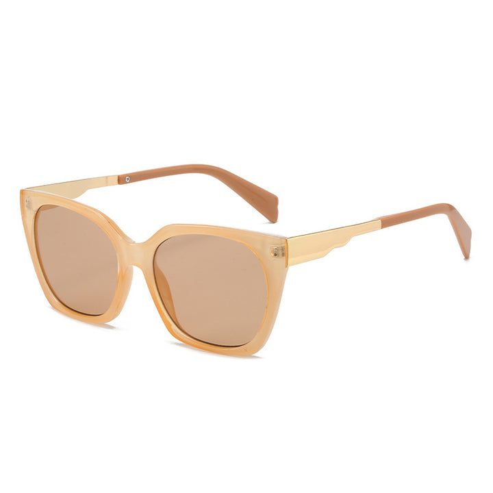 Dame Oversized-solbriller med elegant transparent ramme og gyldne aksenter Luvikno