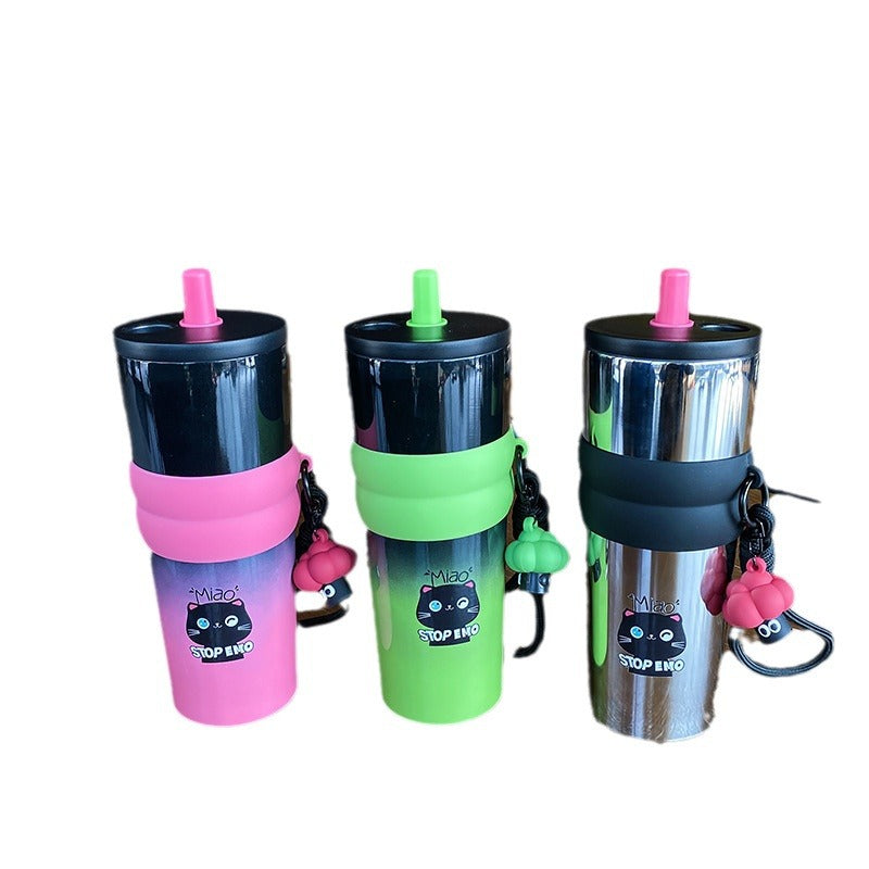 Dame leken kaffekopp med silikondeksel og integrert anheng Luvikno