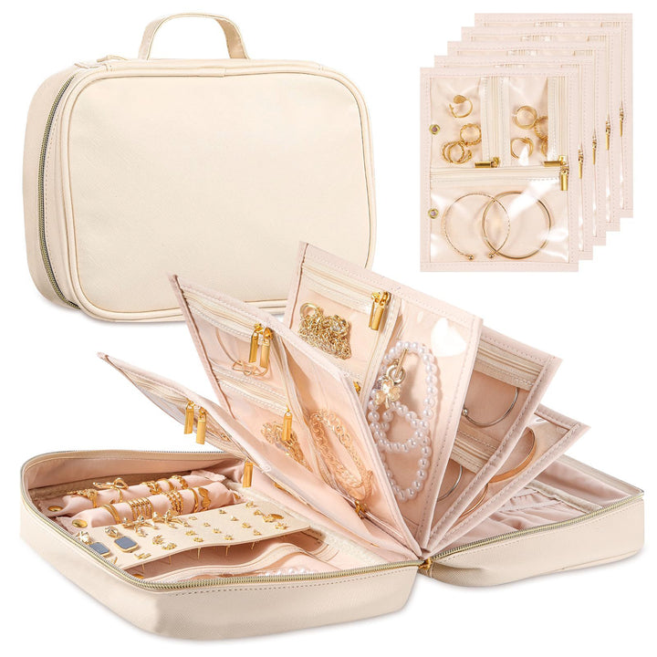 Kvinnelig elegant smykkorganisator med transparente rom Luvikno