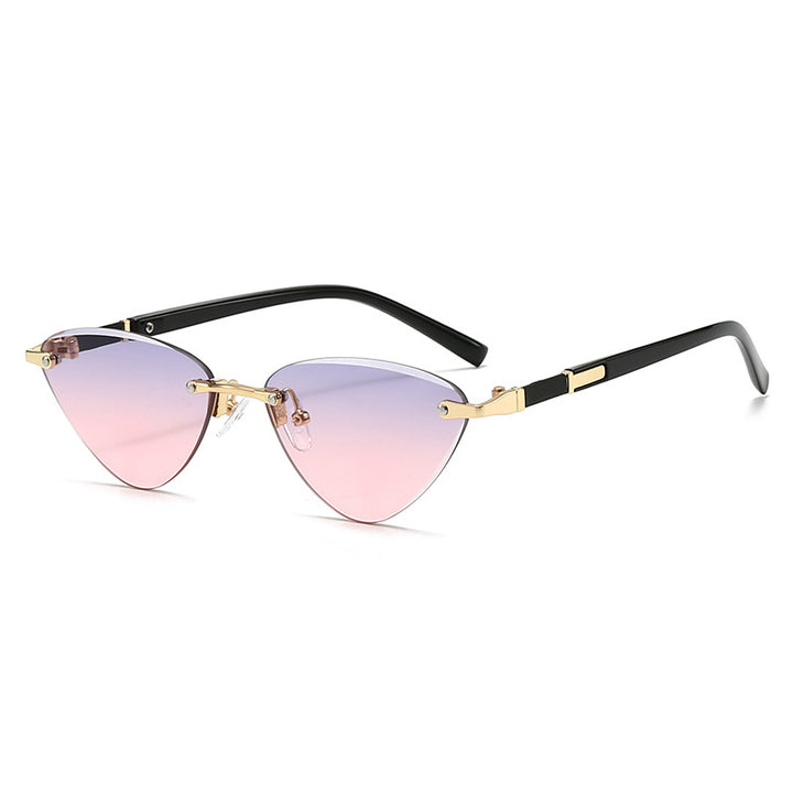 Dame moteriktig Cat-Eye solbrille med elegant metallramme Luvikno