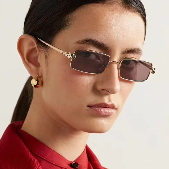 Dame elegant kvadratisk solbrille med luksus metallramme og UV-beskyttelse Luvikno