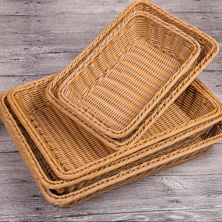 Unisex Rektangulær Rattan Serveringskurv Luvikno