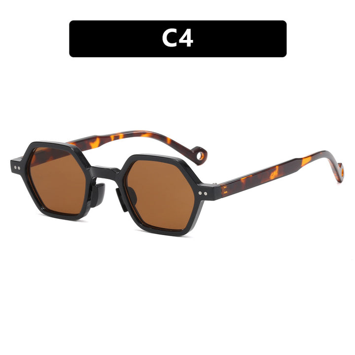 Dame heksagonal solbrille i moderne design med beskyttende linser Luvikno