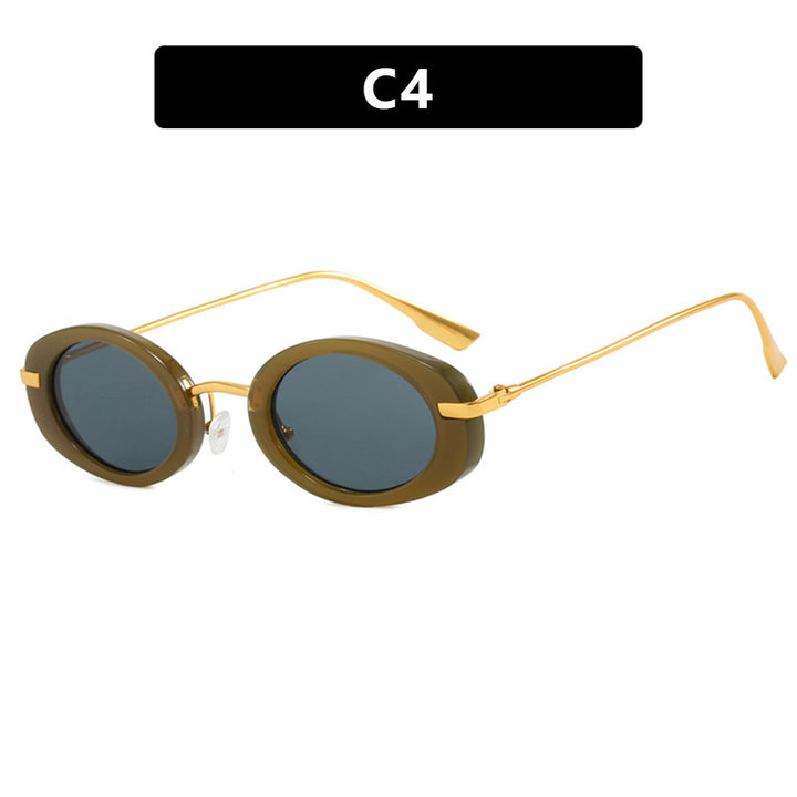Dame moteriktig solbrille i elegant ovalt design Luvikno