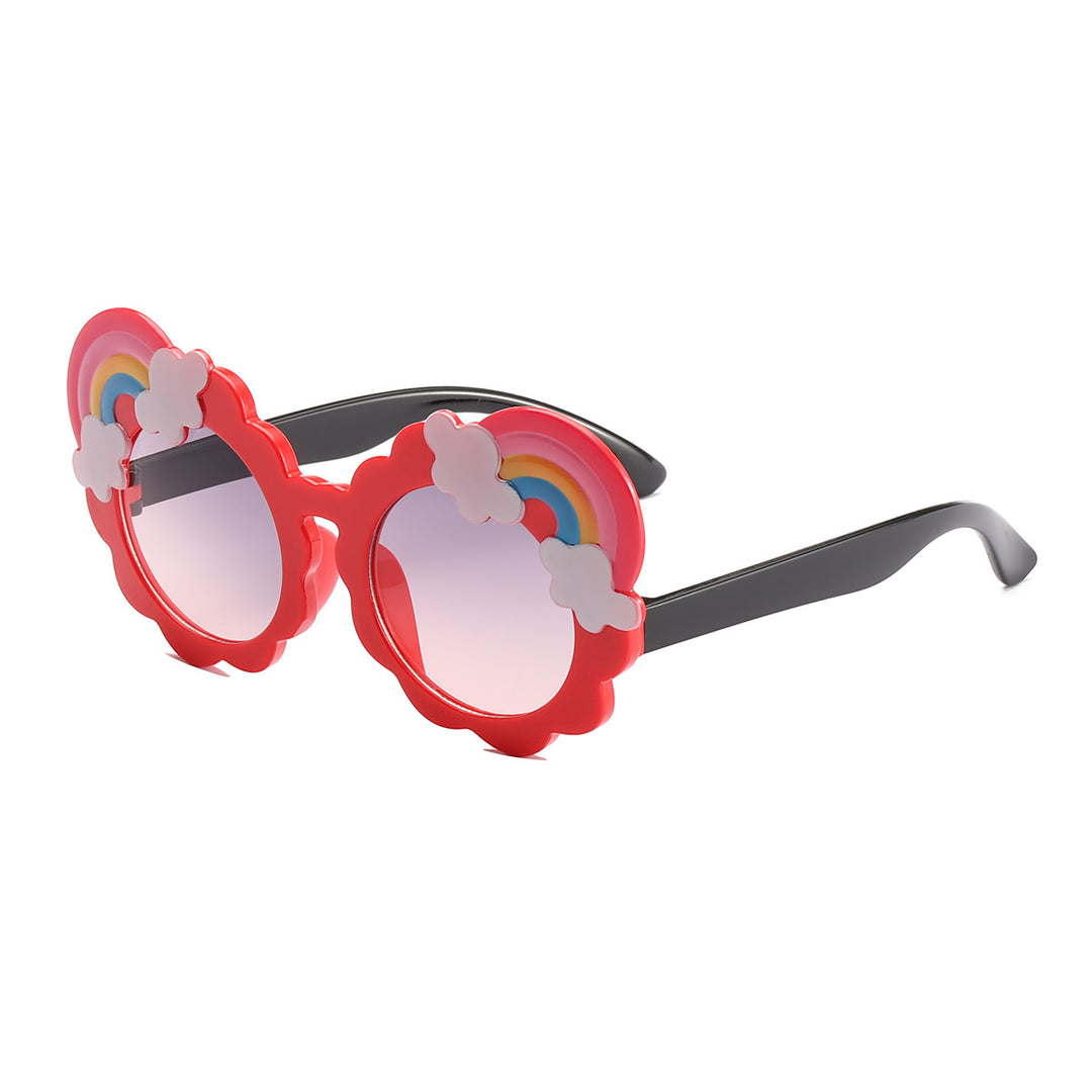 Dame designorientert solbrille med blomsterformet ramme Luvikno