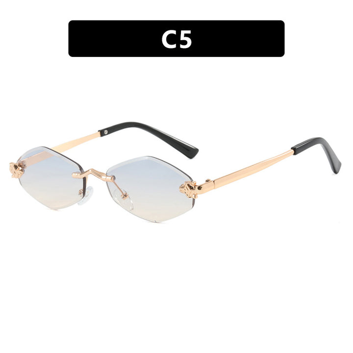 Dame geometrisk solbrille med dobbelt metallramme og beskyttende linser Luvikno