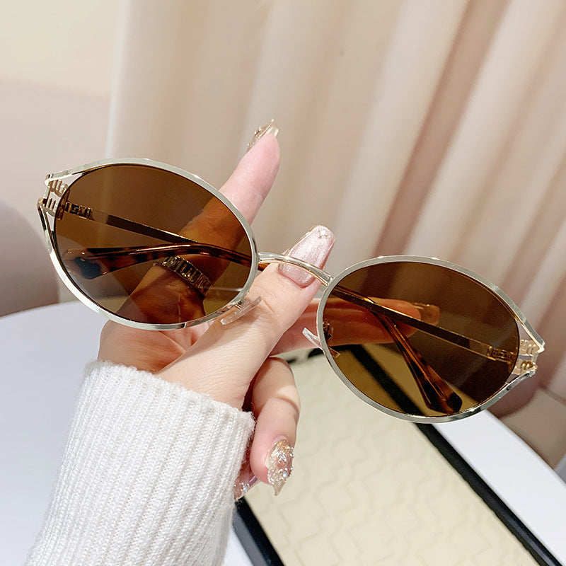 Dame elegant Cat-Eye solbriller med fin metallramme Luvikno