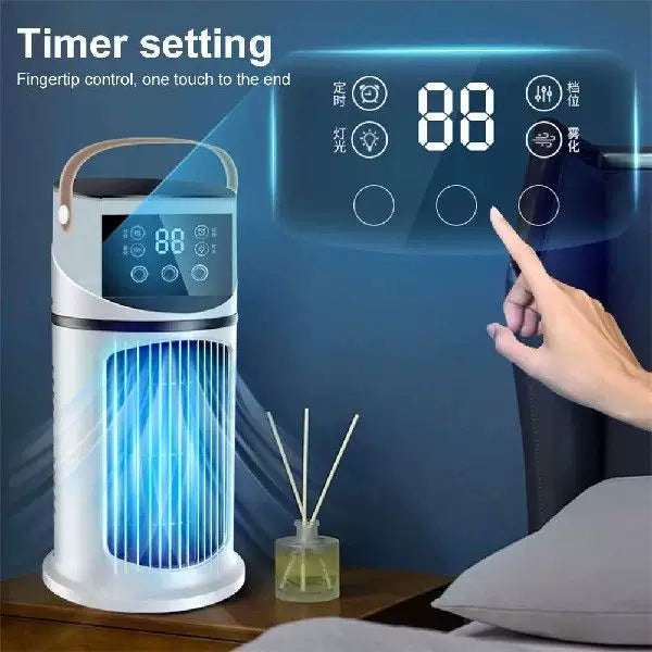 Unisex en størrelse bærbar tårn evaporativ luftkjøler med LED-touchskjerm programmerbar termostat og ergonomisk bærehåndtak Luvikno