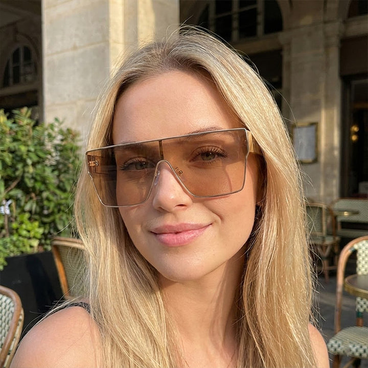 Dame Modevisir solbrille med innovativ ramme Luvikno