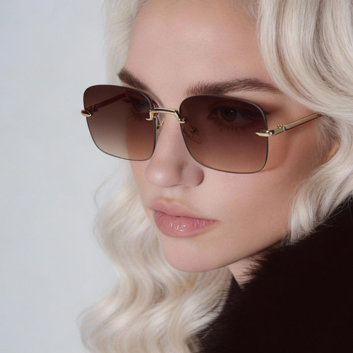 Dame Oversized solbriller med filigran metallramme Luvikno