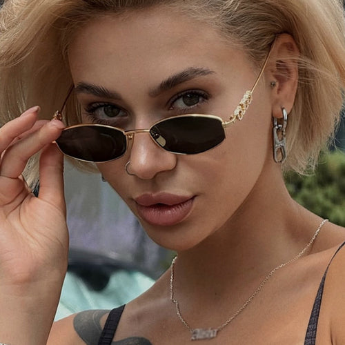 Dame moterik solbrille med elegant rustfritt stålramme og UV-beskyttelse Luvikno